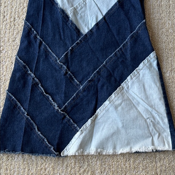 Blue Patchwork Denim Dress - Picture 4 of 7